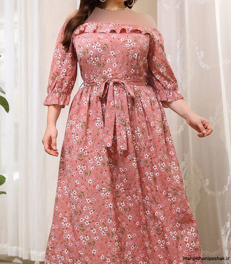 مدل لباس مجلسی زنانه با پارچه گلدار
