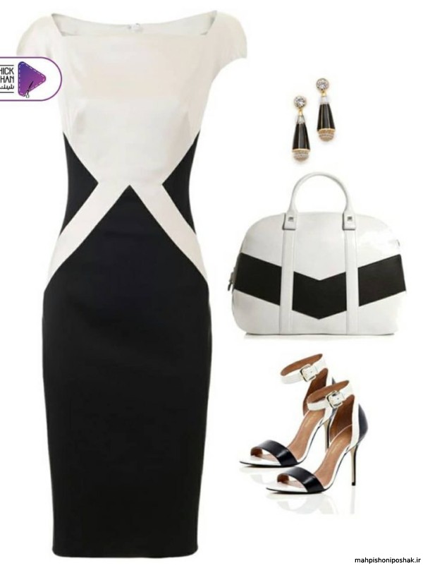 مدل لباس مجلسی سفید سیاه