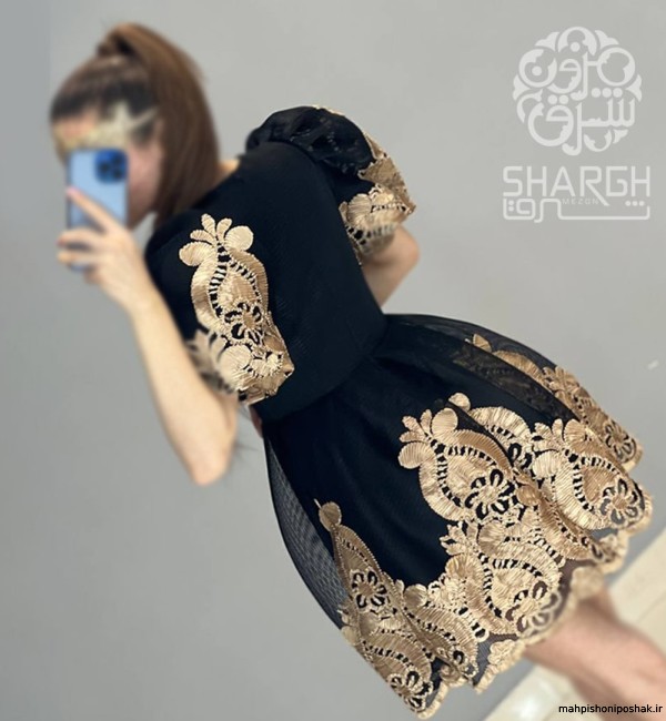 مدل لباس مجلسی با پارچه خامه دوزی