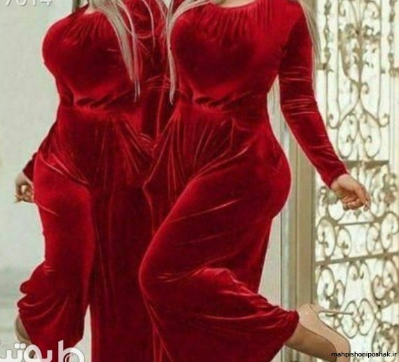مدل لباس نامزدی مخمل قرمز