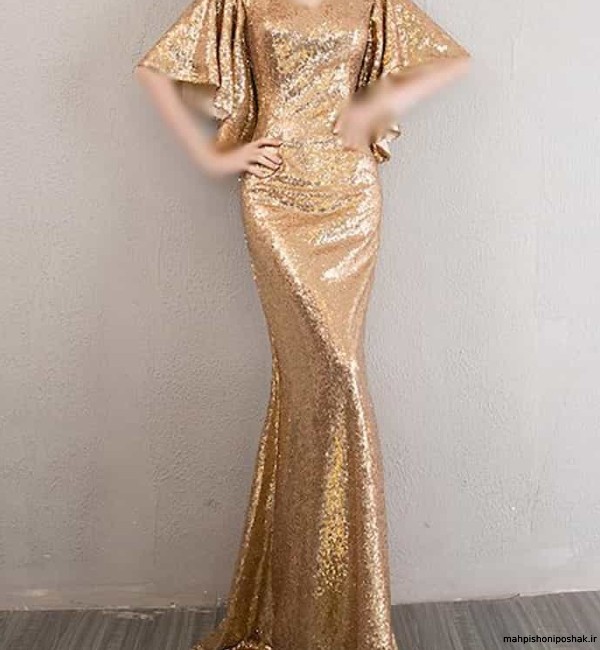 مدل لباس مجلسی طلایی و مشکی