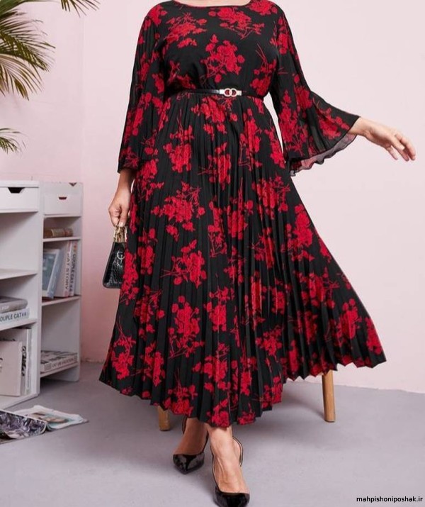 مدل لباس مجلسی دخترانه با پارچه حریر گلدار