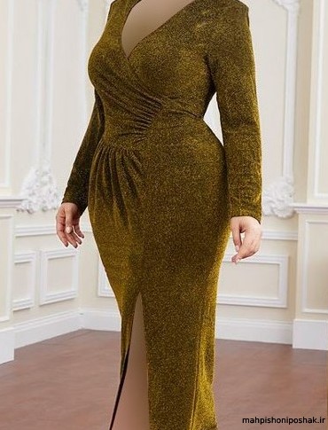 مدل لباس مجلسی بلند لمه برای افراد چاق