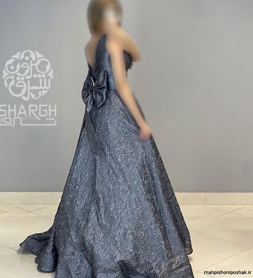 مدل لباس مجلسی بلند با پارچه ژاکارد