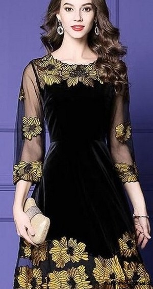 مدل لباس مجلسی گیپور آستین دار