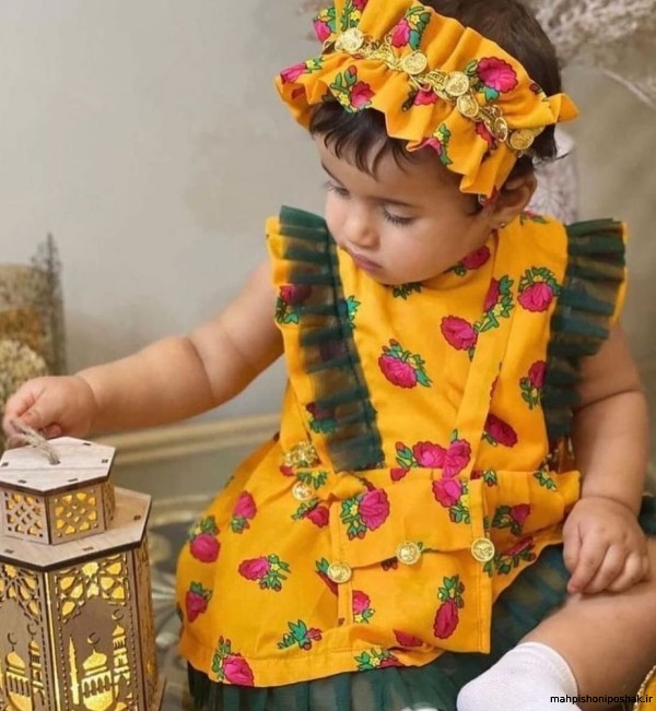 مدل لباس مجلسی دختر بچه با پارچه ابروبادی