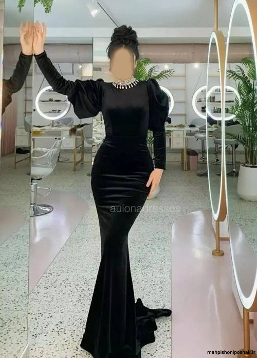 مدل لباس مجلسی مشکی دخترانه بلند