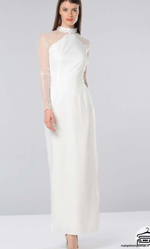 مدل لباس مجلسی سفید ساده بلند