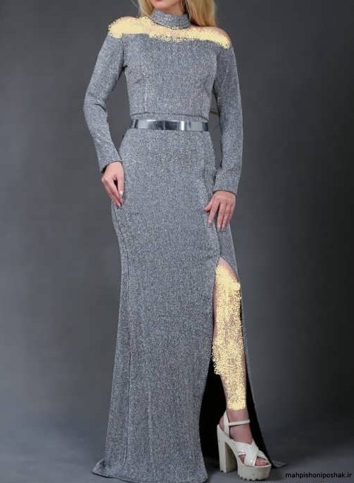 مدل لباس مجلسی با پارچه لمه و حریر