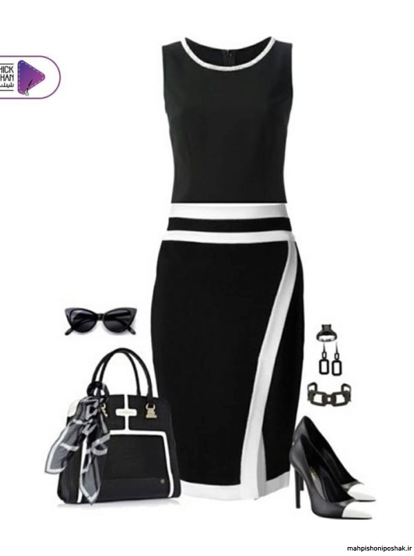 مدل لباس مجلسی سفید سیاه