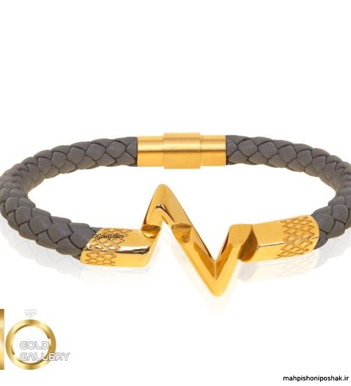 مدل دستبند چرم و طلا مردانه