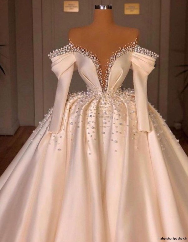 مدل لباس عروس تور بلند