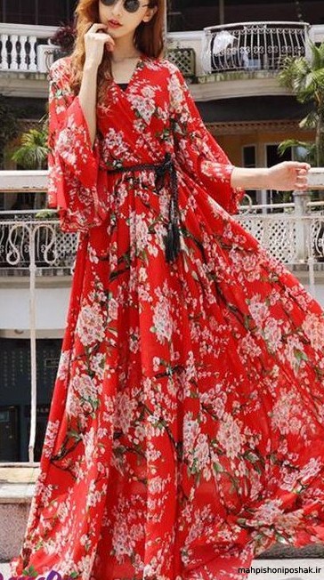 مدل لباس زنانه با حریر گلدار