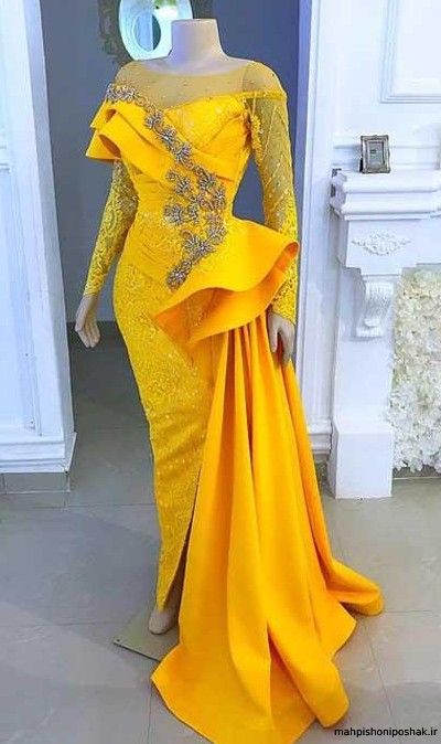 مدل لباس نامزدی زرد