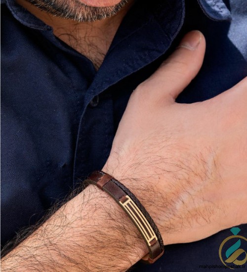 مدل دستبند چرم و طلا مردانه