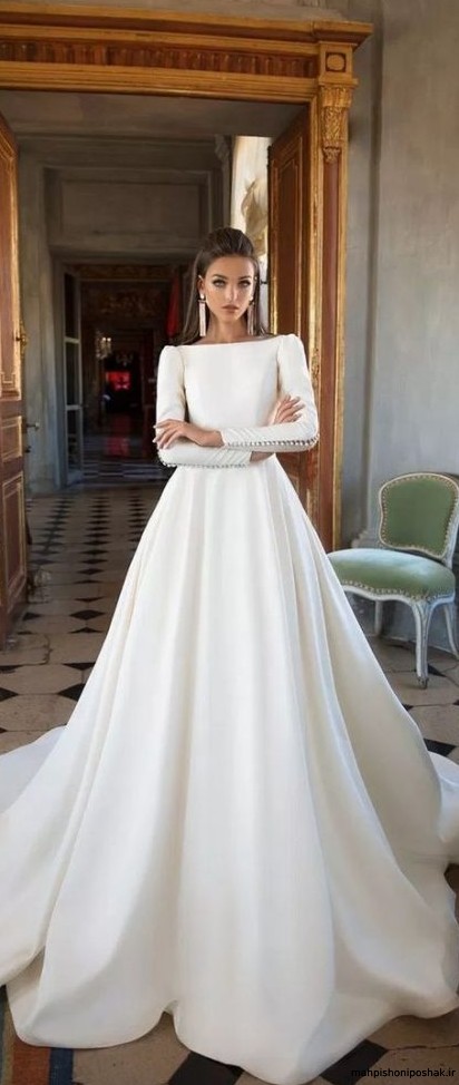 مدل لباس عروس یقه پوشیده