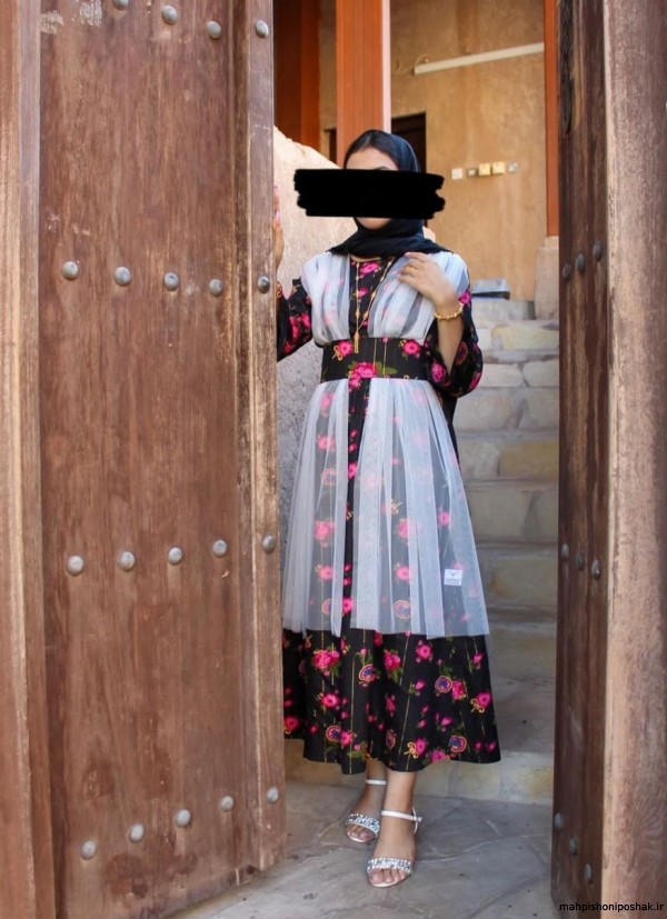 مدل لباس مجلسی دخترانه با پارچه تور گلدار