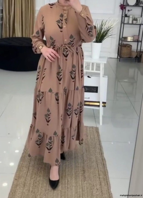 مدل پیراهن بلند خانگی گلدار