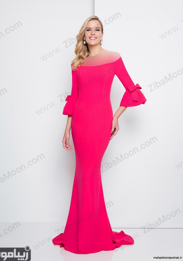 مدل لباس مجلسی استین سه ربع دخترانه بلند