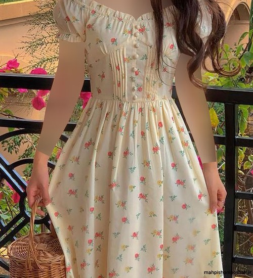 مدل لباس حریر گلدار خانگی