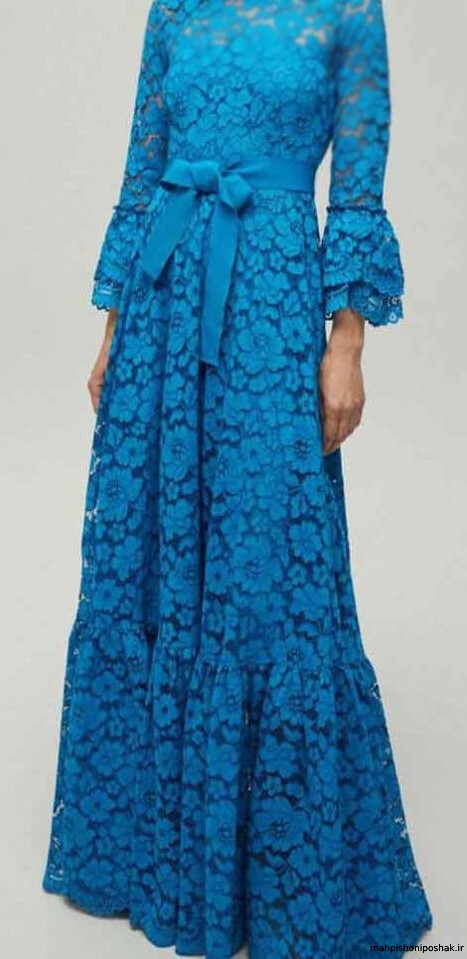 مدل لباس با پارچه گیپور بلند
