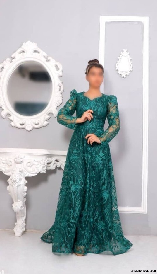مدل لباس با پارچه گیپور بلند