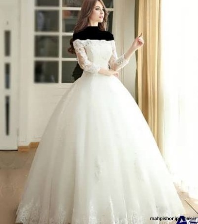 مدل لباس عروس یقه حلزونی