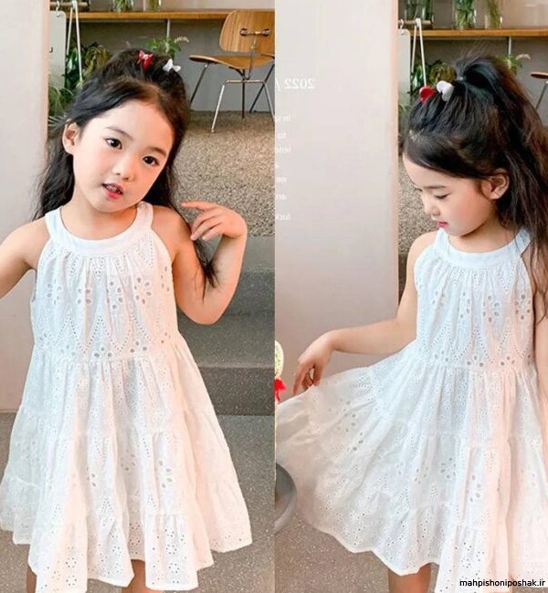 مدل لباس دختر بچه با پارچه خامه دوزی