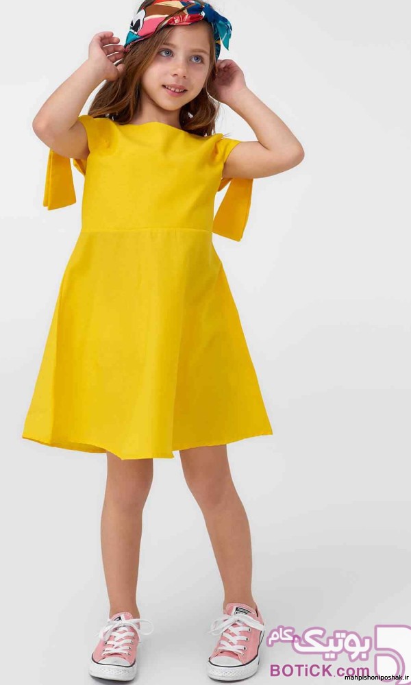 مدل پرنسسی لباس عروس بچه گانه زرد