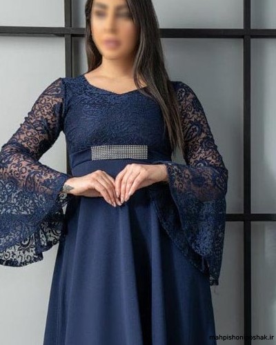 مدل لباس مجلسی با گیپور گل درشت