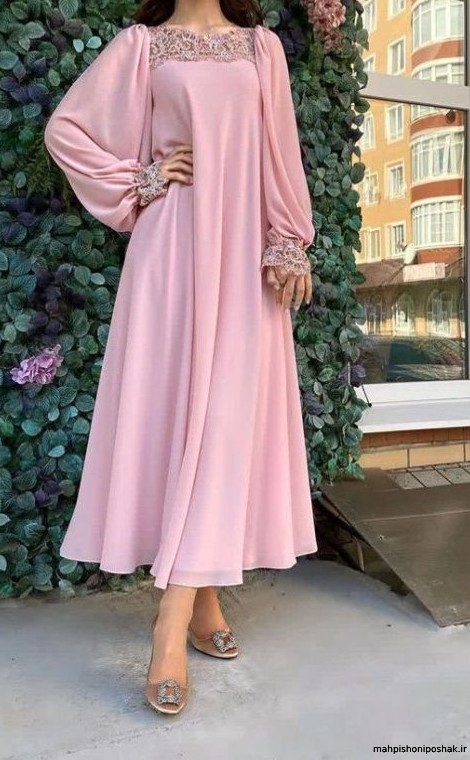 مدل لباس حریر گلدار بلند