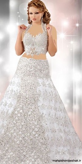 مدل لباس عروس عربی خطی جدید