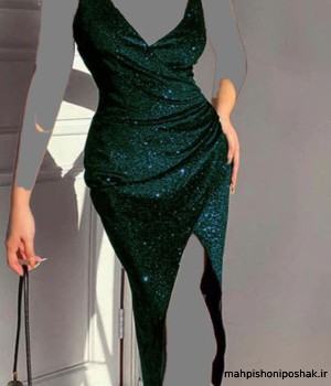 مدل لباس مجلسی بلند لمه طلایی