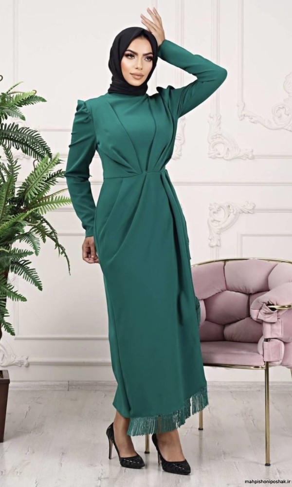 مدل لباس مجلسی با کلاه حجاب