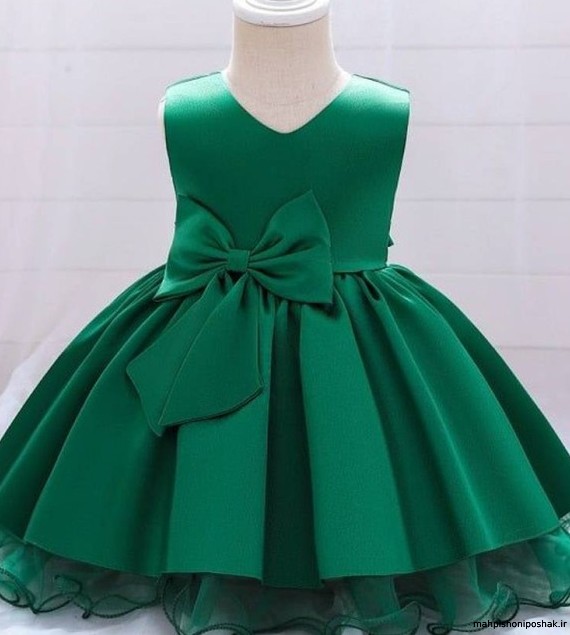 مدل لباس مجلسی بچه گانه سبز